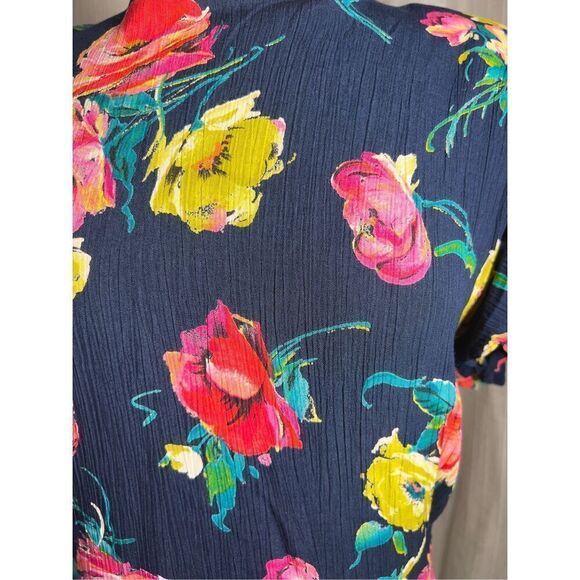 Anne Klein Women's Navy Floral Blouse - Size 8 - Picture 2 of 5